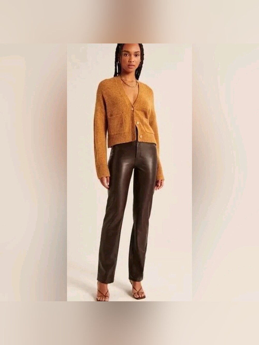 Abercrombie & Fitch Brown Faux Leather 90s Straight Ultra High Rise Curve Love 4